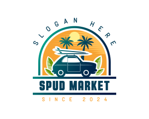 Surfer Tourist Car Travel logo design