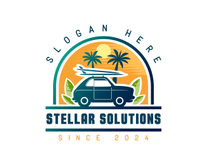 Surfer Tourist Car Travel logo design