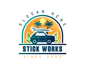 Surfer Tourist Car Travel logo design