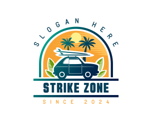 Surfer Tourist Car Travel logo design