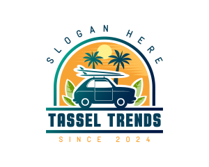 Surfer Tourist Car Travel logo design