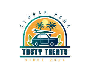 Surfer Tourist Car Travel logo design