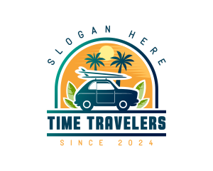 Surfer Tourist Car Travel logo design