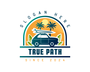 Surfer Tourist Car Travel logo design