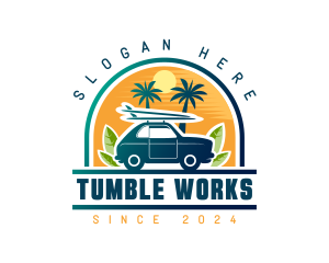 Surfer Tourist Car Travel logo design