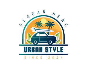 Surfer Tourist Car Travel logo design