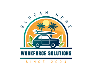 Surfer Tourist Car Travel logo design