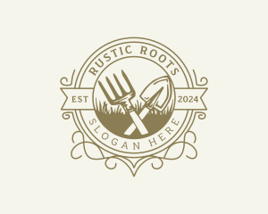 Garden Shovel Rake logo design