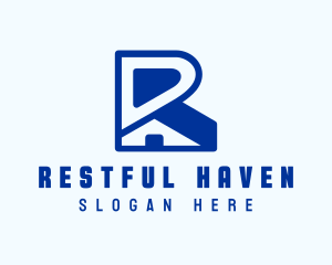 Blue House Letter R logo design