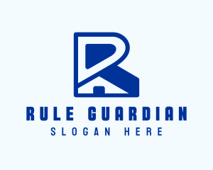 Blue House Letter R logo design