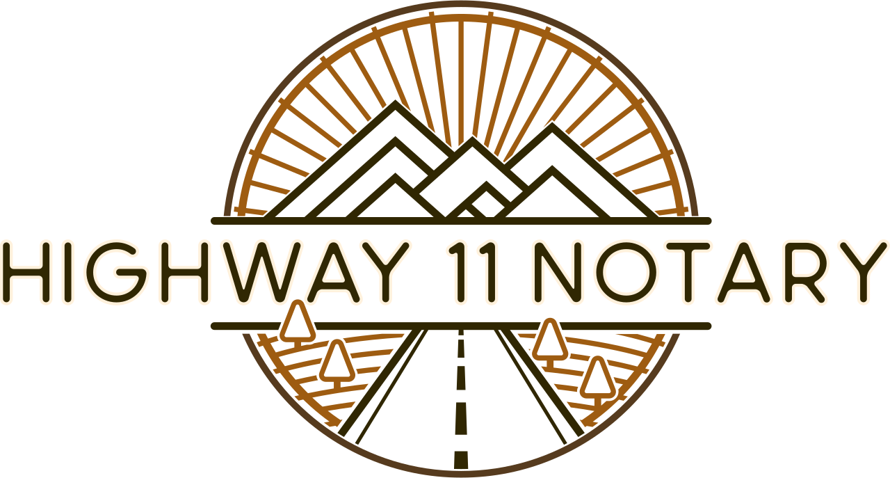 Highway 11 Notary's logo