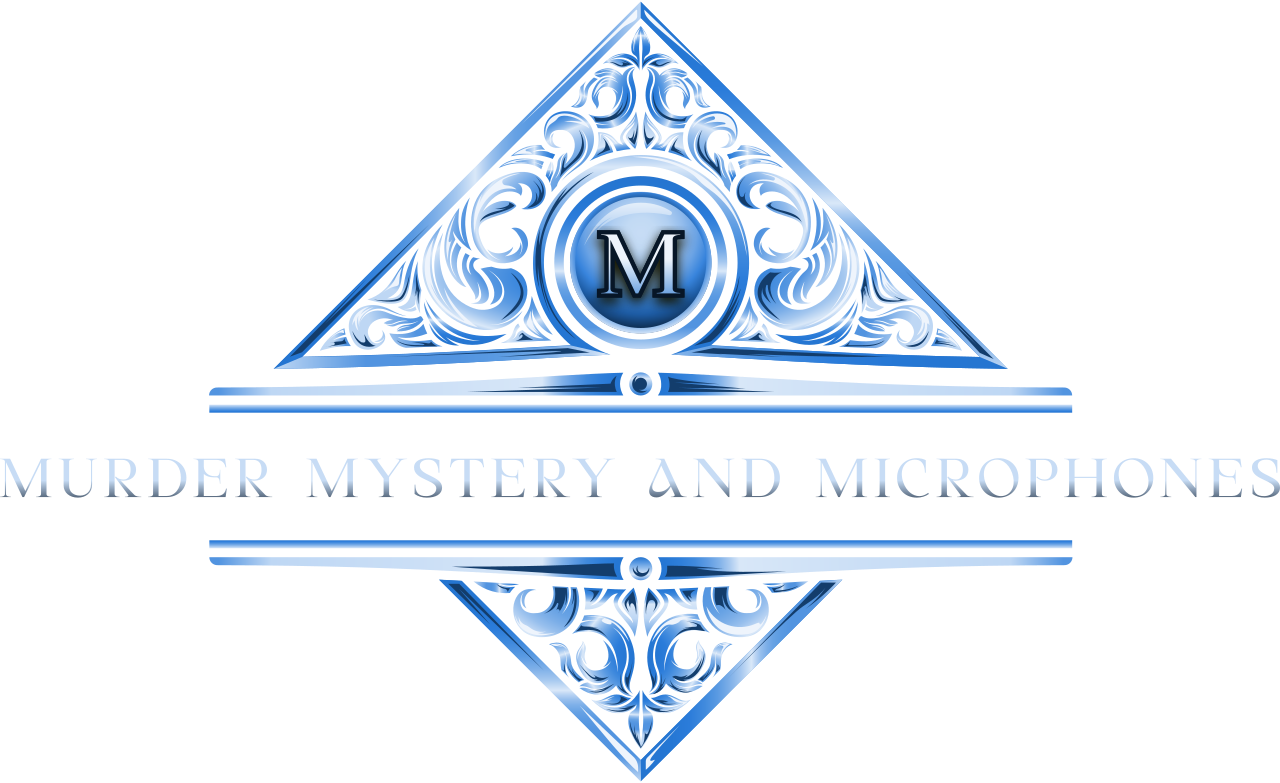 murder mystery and Microphones's logo