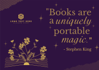 Book Magic Quote Postcard Design