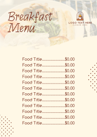 Breakfast Buffet Menu Design