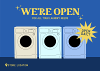 Laundry Store Hours Postcard