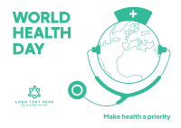 World Health Priority Day Postcard