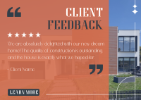 Customer Feedback on Construction Postcard