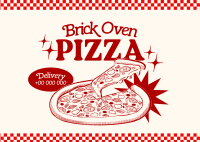 Retro Brick Oven Pizza Postcard