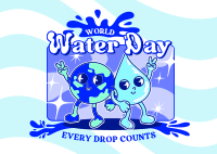 Cartoon Water Day Postcard