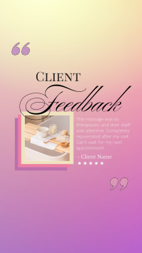 Spa Client Feedback Facebook Story