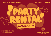 Cutesy Party Rental Postcard