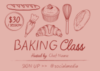 Illustrated Baking Class Postcard