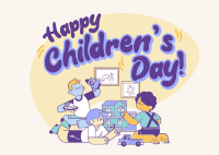 Quirky Children's Day Postcard Image Preview