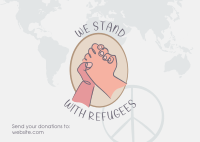 World Refugee Hand Lineart Postcard