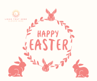 Easter Bunny Wreath Facebook Post Design