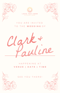 Trendy Handwritten Wedding Invitation Design