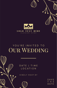 Clean Floral Wedding Invitation