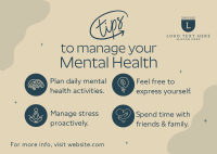 Mental Health Tips Postcard