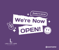 We're Open Stickers Facebook Post