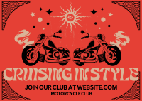 Psychedelic Motorcycle Show Postcard Design