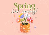 Spring Flower Pot Postcard