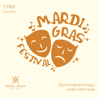 Mardi Gras Two Mask Instagram Post Image Preview