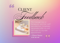 Spa Client Feedback Postcard Design