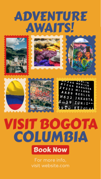 Travel to Colombia Postage Stamps Facebook Story Design