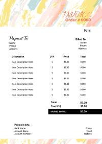 Abstract Paint Strokes Invoice