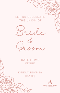 Minimal Floral Wedding Invitation