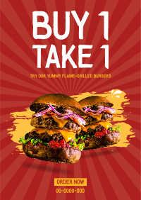 Flame Grilled Burgers Poster