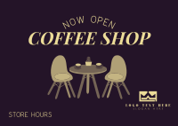 Coffee Shop is Open Postcard Design