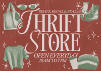 Retro Thrift Shop Postcard