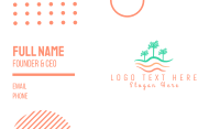 Palm Tree Wavy Beach CIrcle Business Card Design