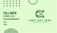 Green Leaf C Outline Business Card Design