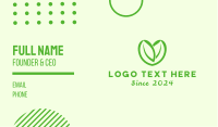 Green Eco Leaf Heart Business Card