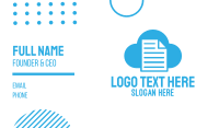 Blue Cloud Document Business Card Design