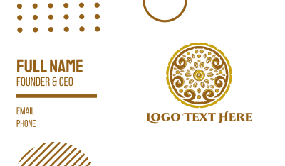Gold Floral Circle Business Card