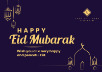 Eid Mubarak Lanterns Postcard Design