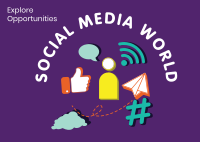 Social Media World Postcard